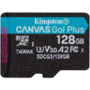 128GB Kingston Canvas Go! Plus Class 10 MicroSDXC Memory Card with SD Adapter (SDCG3/128GB)